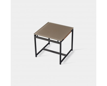 Harbour Breeze Side Table - Aluminum Asteroid, Glass Taupe