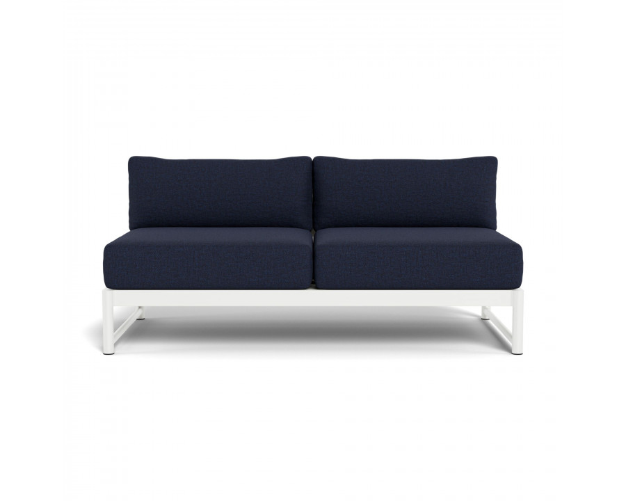 Harbour Breeze Xl 2 Seat Armless Sofa - Aluminum White, Siesta Indigo