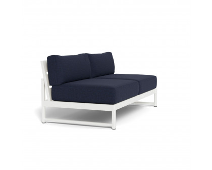 Harbour Breeze Xl 2 Seat Armless Sofa - Aluminum White, Siesta Indigo