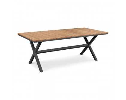 Harbour Coast Dining Table 102" - Aluminum Asteroid, Teak Natural