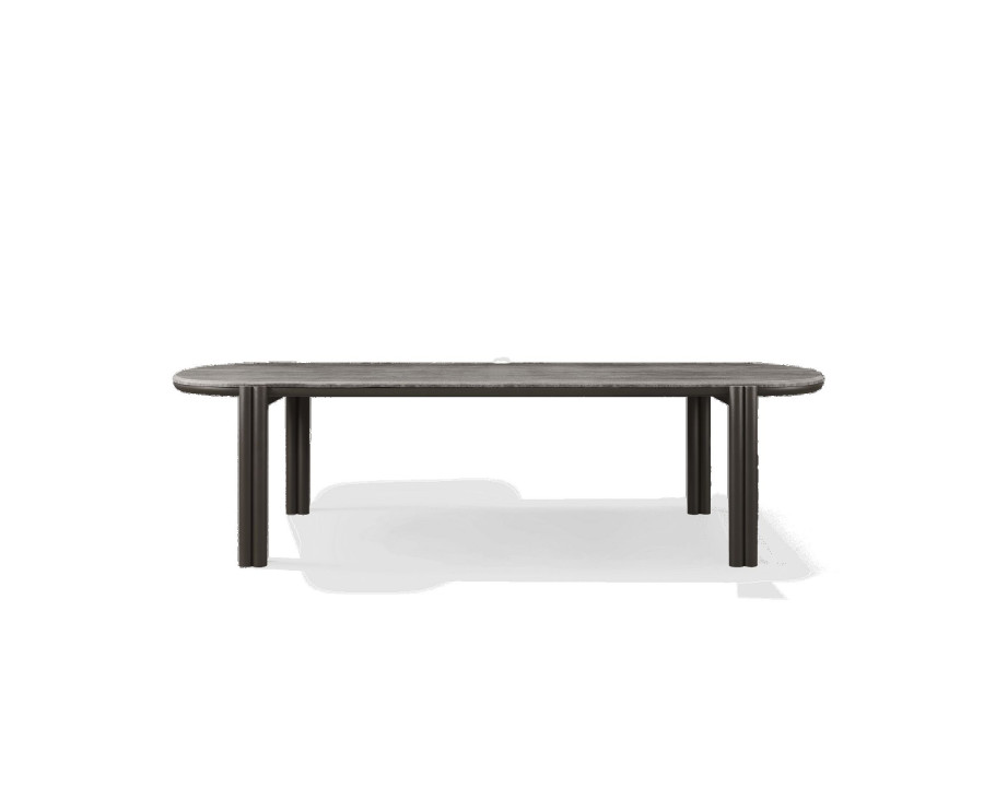 Harbour Cove Aluminum Pill Dining Table - Aluminum Asteroid, Travertine Dark Gray