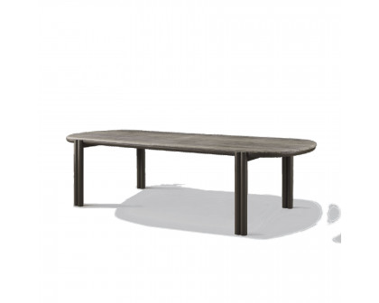 Harbour Cove Aluminum Pill Dining Table - Aluminum Asteroid, Travertine Dark Gray