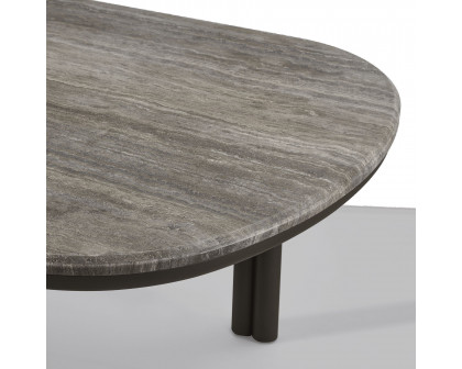 Harbour Cove Aluminum Pill Dining Table - Aluminum Asteroid, Travertine Dark Gray