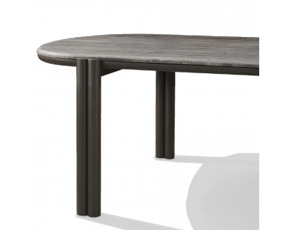 Harbour Cove Aluminum Pill Dining Table - Aluminum Asteroid, Travertine Dark Gray