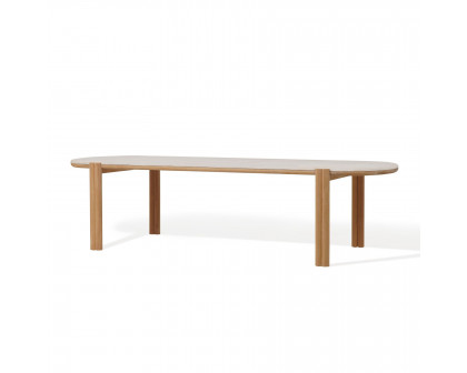 Harbour Cove Teak Pill Dining Table - Teak Natural, Travertine Cream