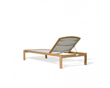 Harbour Cove Teak Stacking Sun Lounge - Teak Natural, Batyline White