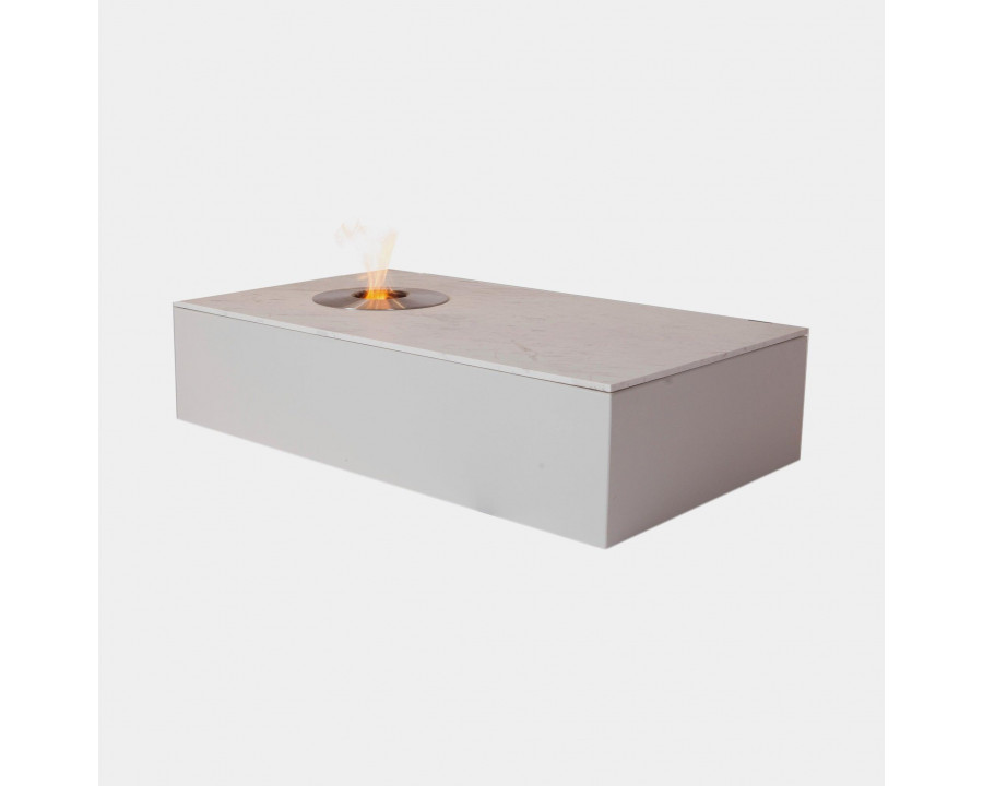 Harbour Fire Burner Coffee Table - Teak Charcoal, Marble White