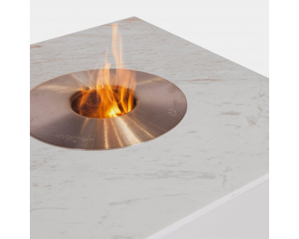 Harbour Fire Burner Coffee Table - Teak Charcoal, Marble White