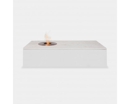 Harbour Fire Burner Coffee Table - Teak Charcoal, Marble White