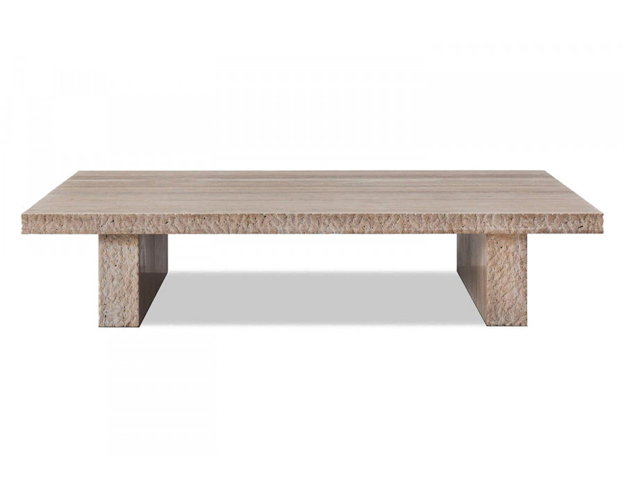 Harbour Florence Rectangle Plank Coffee Table - Chipped Travertine Silver