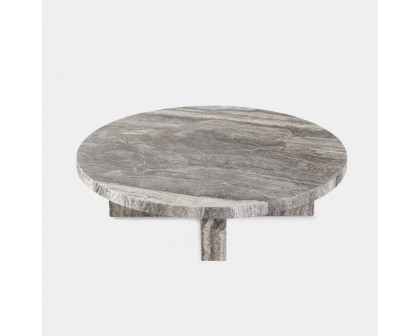 Harbour Florence Round Plank Coffee Table - Chipped Travertine Silver