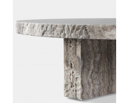 Harbour Florence Round Plank Coffee Table - Chipped Travertine Silver