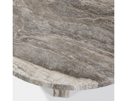 Harbour Florence Round Plank Coffee Table - Chipped Travertine Silver