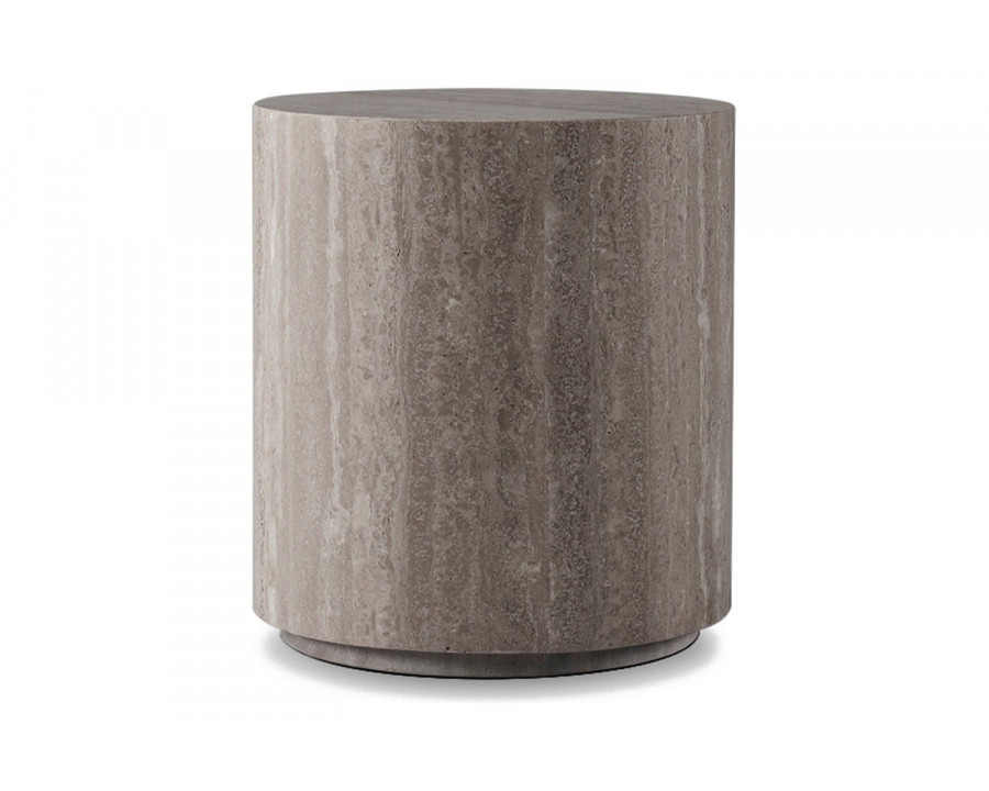 Harbour Florence Round Side Table - Travertine Dark Gray