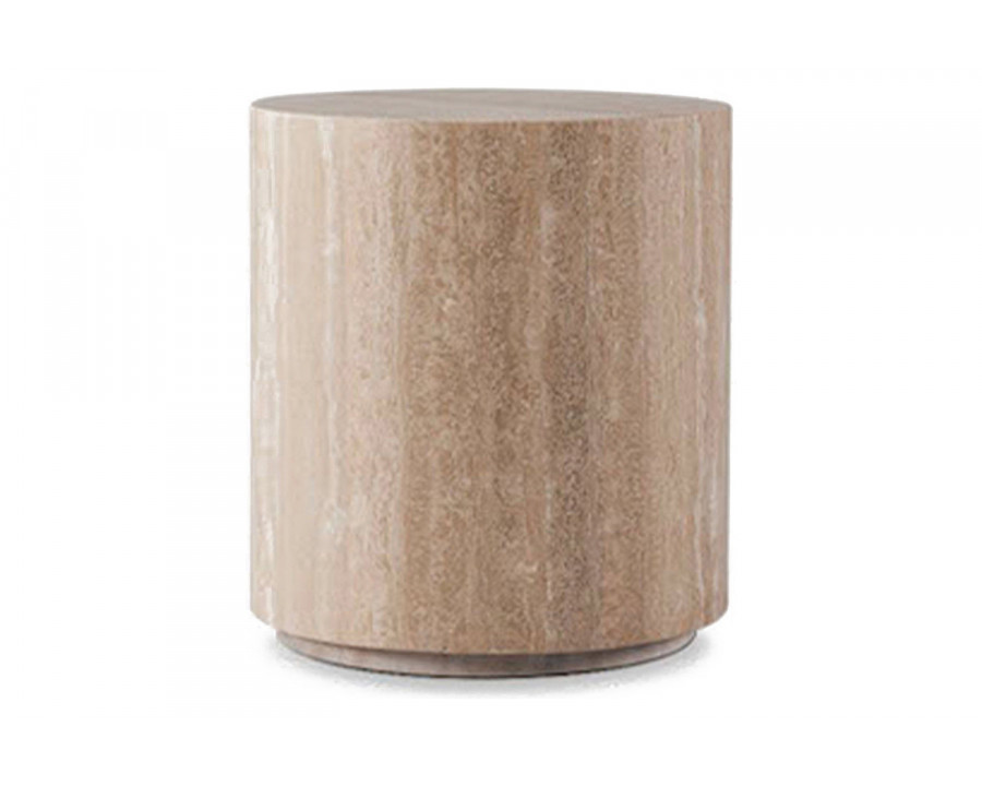 Harbour Florence Round Side Table - Travertine Silver