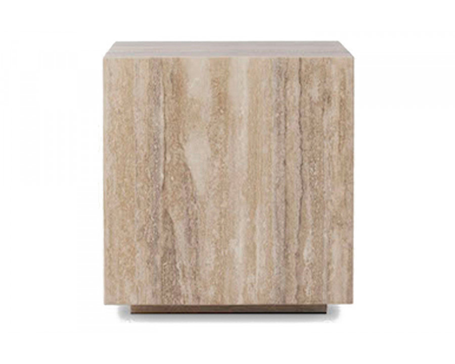 Harbour Florence Square Side Table - Travertine Silver