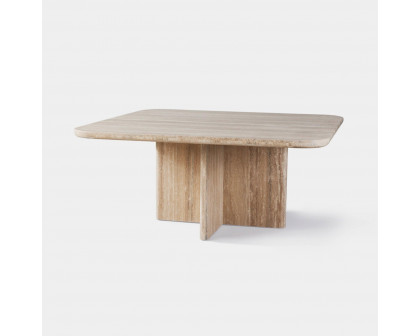 Harbour Ford Square Dining Table 67" - Travertine Silver