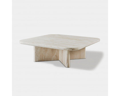 Harbour Ford Square Coffee Table - Travertine Silver