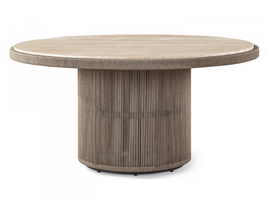 Harbour Formentera Round Dining Table 60" - Twisted Rope Dune, Travertine Natural