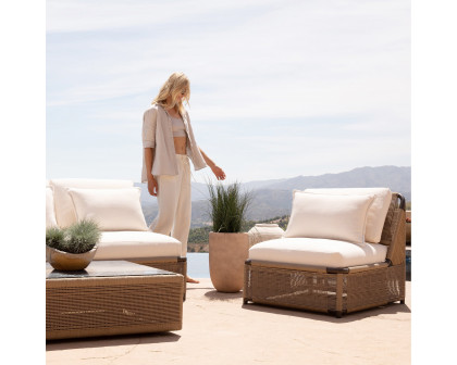 Harbour Formentera 3 Seat Armless Sofa - Aluminum Bronze, Lisos Piedra, Twisted Rope Dune