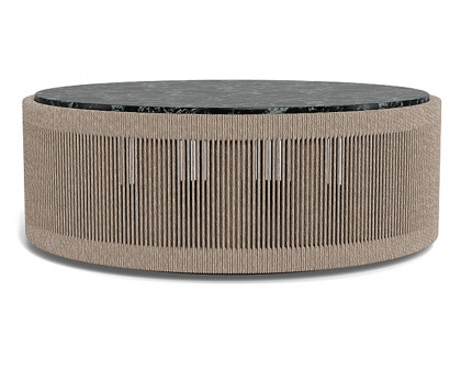 Harbour Formentera Round Coffee Table - Twisted Rope Dune, Marble Verde