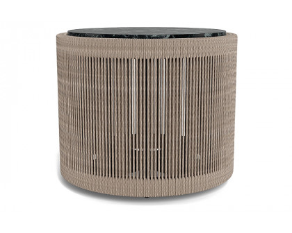 Harbour Formentera Round Side Table - Twisted Rope Dune, Marble Verde