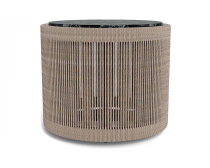 Harbour Formentera Round Side Table - Twisted Rope Dune, Marble Verde