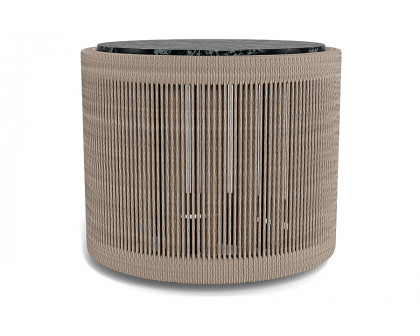 Harbour Formentera Round Side Table - Twisted Rope Dune, Travertine Natural