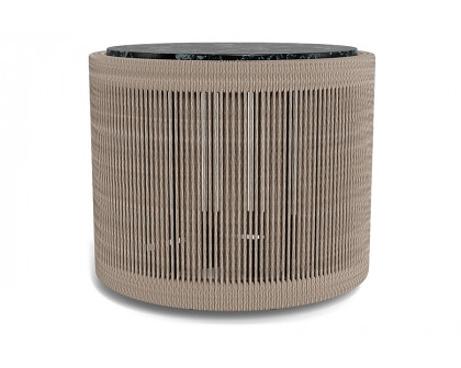 Harbour Formentera Round Side Table - Twisted Rope Dune, Travertine Natural