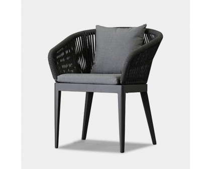 Harbour Hamilton Dining Chair - Aluminum Asteroid, Siesta Indigo, Rope Dark Gray