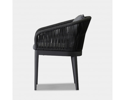 Harbour Hamilton Dining Chair - Aluminum Asteroid, Siesta Indigo, Rope Dark Gray