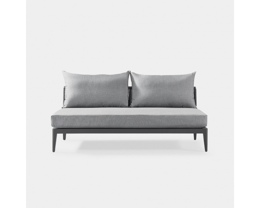 Harbour Hamilton 2 Seat Armless Sofa - Aluminum Asteroid, Lisos Grafito, Rope Dark Gray