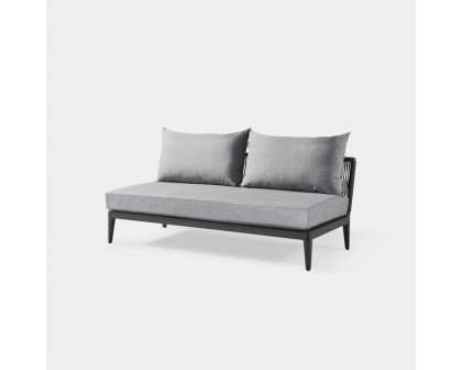 Harbour Hamilton 2 Seat Armless Sofa - Aluminum Asteroid, Lisos Grafito, Rope Dark Gray