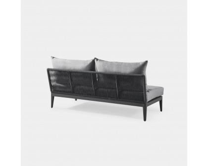 Harbour Hamilton 2 Seat Armless Sofa - Aluminum Asteroid, Lisos Grafito, Rope Dark Gray