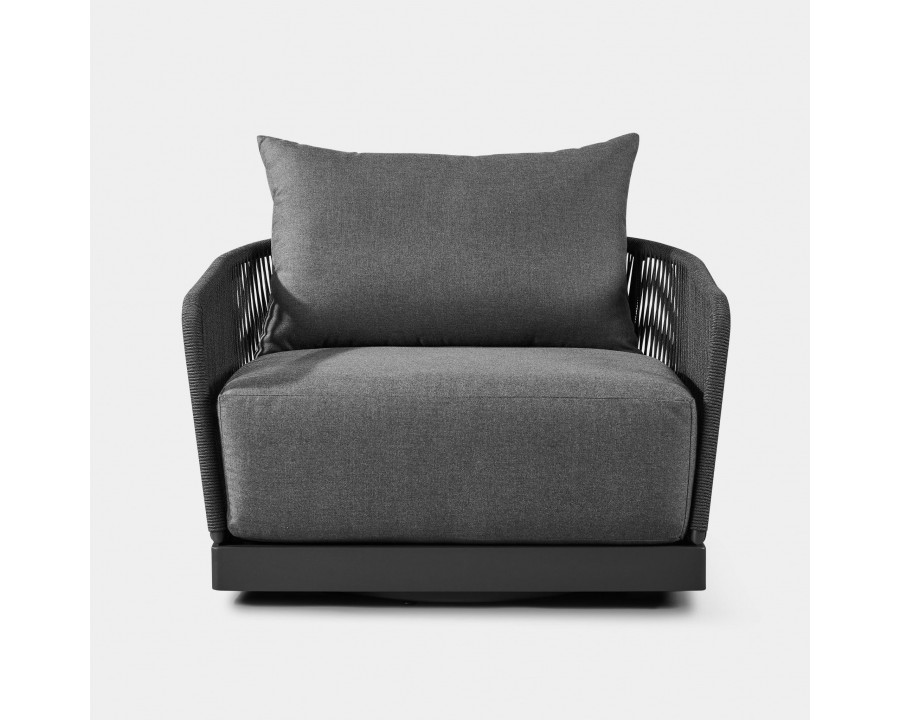 Harbour Hamilton Swivel Lounge Chair - Aluminum Asteroid, Lisos Grafito, Rope Dark Gray