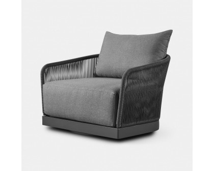 Harbour Hamilton Swivel Lounge Chair - Aluminum Asteroid, Lisos Grafito, Rope Dark Gray