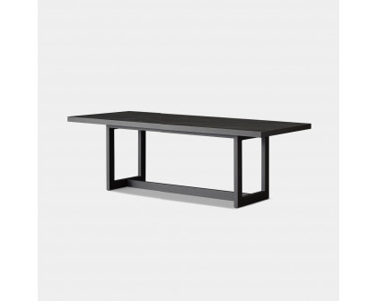 Harbour Hampton Dining Table 75" - Aluminum Asteroid, Laminam Noir