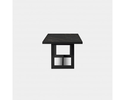 Harbour Hampton Dining Table 75" - Aluminum Asteroid, Laminam Noir