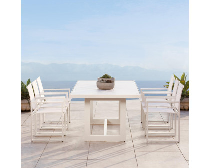 Harbour Hampton Dining Table 100" - Aluminum White, Laminam Bianco