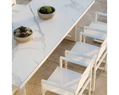 Harbour Hampton Dining Table 100" - Aluminum White, Laminam Bianco