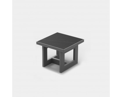 Harbour Hampton Side Table - Aluminum Asteroid, Laminam Noir