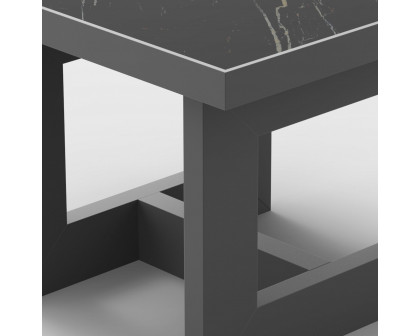 Harbour Hampton Side Table - Aluminum Asteroid, Laminam Noir