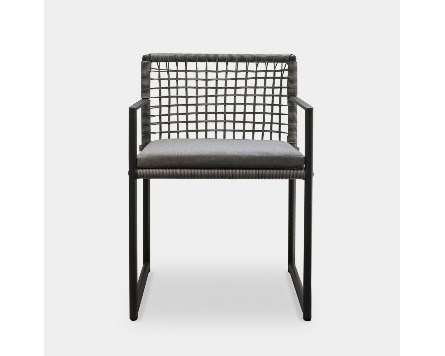 Harbour Loop Dining Chair - Aluminum Asteroid, Lisos Grafito, Wicker Gray