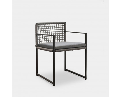 Harbour Loop Dining Chair - Aluminum Asteroid, Lisos Grafito, Wicker Gray