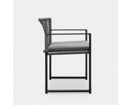 Harbour Loop Dining Chair - Aluminum Asteroid, Lisos Grafito, Wicker Gray