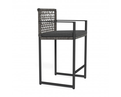 Harbour Loop Counter Stool - Aluminum Asteroid, Lisos Grafito, Wicker Gray