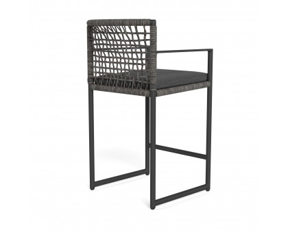 Harbour Loop Counter Stool - Aluminum Asteroid, Lisos Grafito, Wicker Gray