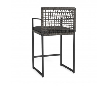 Harbour Loop Counter Stool - Aluminum Asteroid, Lisos Grafito, Wicker Gray