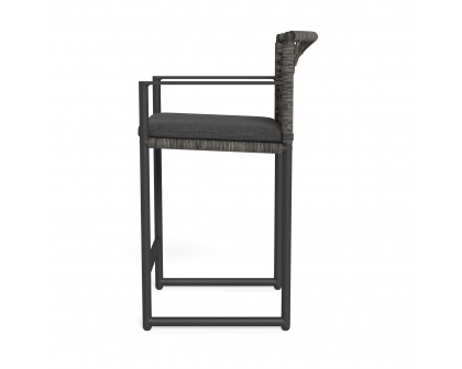 Harbour Loop Counter Stool - Aluminum Asteroid, Lisos Grafito, Wicker Gray