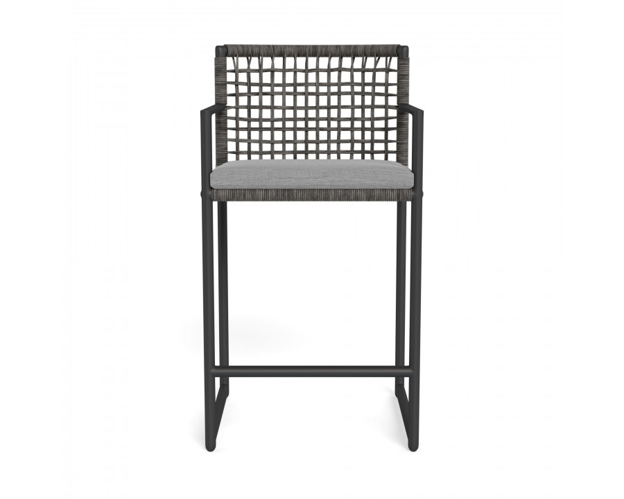 Harbour Loop Counter Stool - Aluminum Asteroid, Lisos Piedra, Wicker Gray